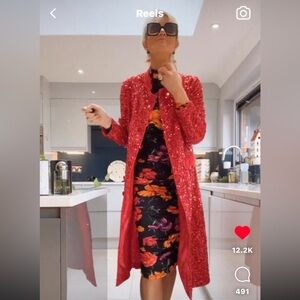 Jayley Pink Velvet Sequin Trench Coat